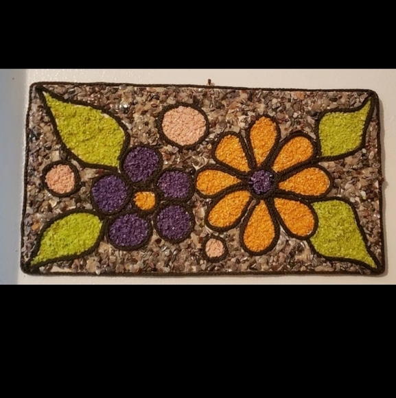 Vintage Mid-Century Gravel Art/Pebble ArtPsychedelic Flowers - Picture 3 of 9